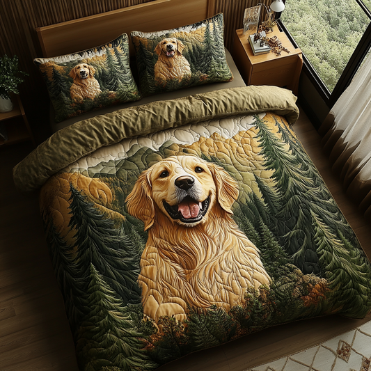 Golden Joy 3-Piece Quilted Bedding Set NCU0DV5526
