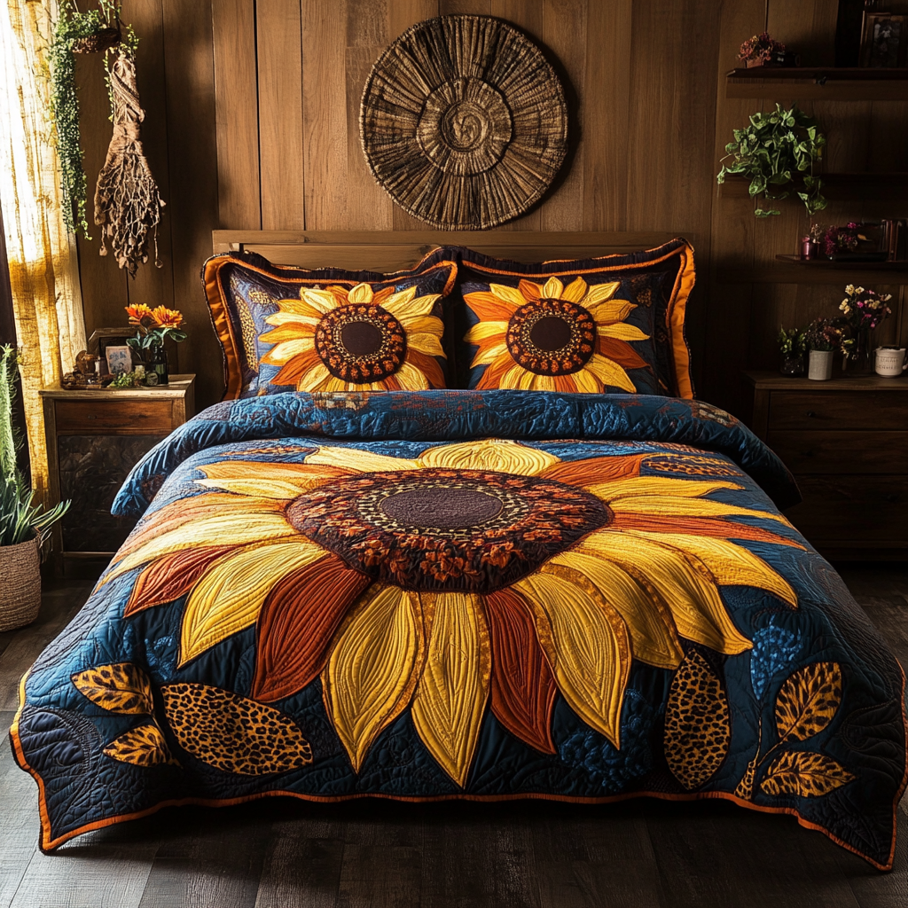 Golden Joy 3-Piece Quilted Bedding Set NCU0VL2397