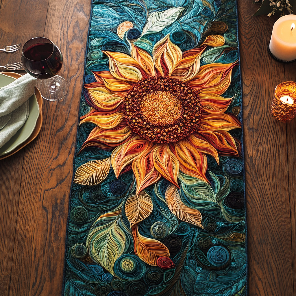Golden Joy Quilted Table Runner NCU0VH5570