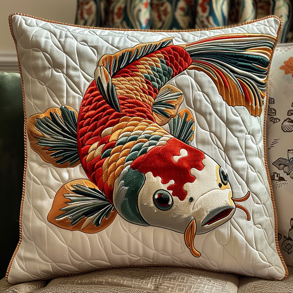 Golden Koi Quilted Pillow Case NCU0DV6602