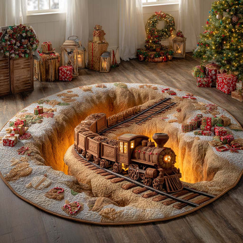 Golden Lantern Railway Quilted Round Mat NCU0XD1862