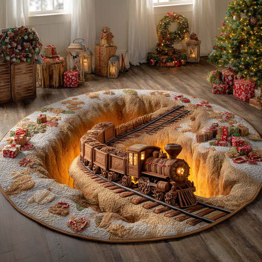 Golden Lantern Railway Quilted Round Mat NCU0XD1862