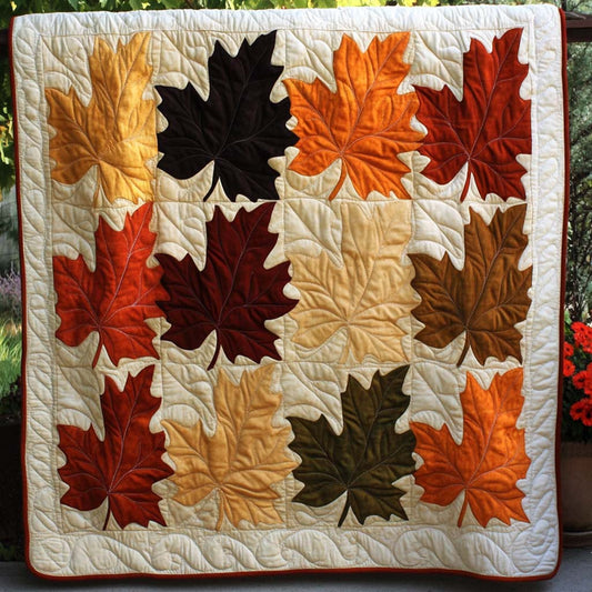 Golden Leaf Dance Quilted Blanket NCU0NT8422