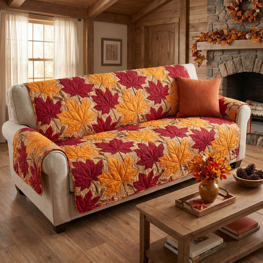 Golden Leaves Quilted Sofa Cover NCU0TD2865