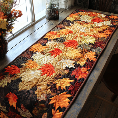 Golden Leaves Quilted Table Runner NCU0DK8881