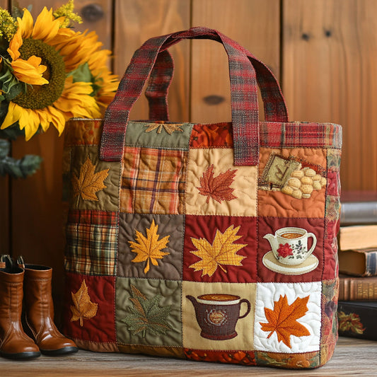 Golden Leaves Quilted Tote Bag NCU0PT7907