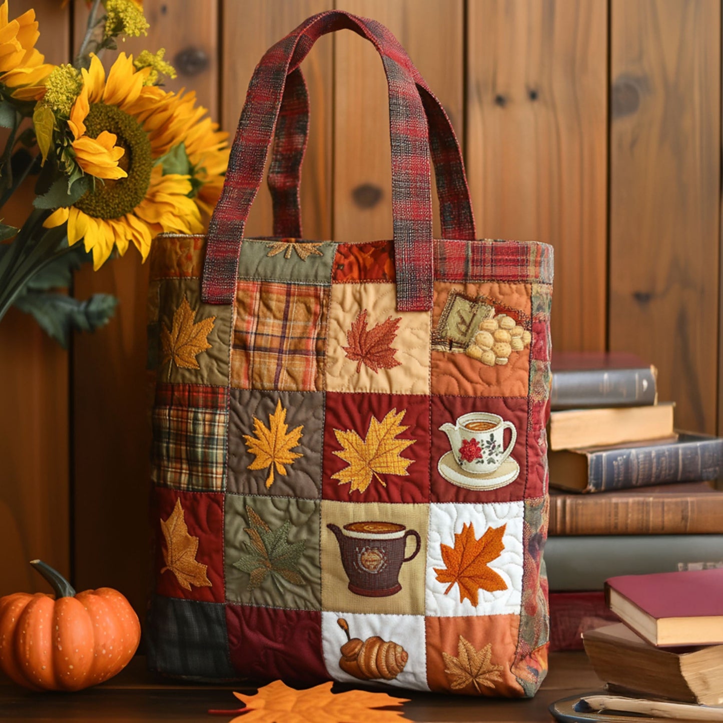Golden Leaves Quilted Tote Bag NCU0PT7907
