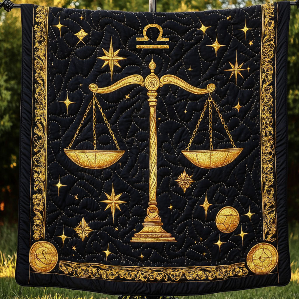 Golden Libra Scales Quilted Blanket NCU0NT5826