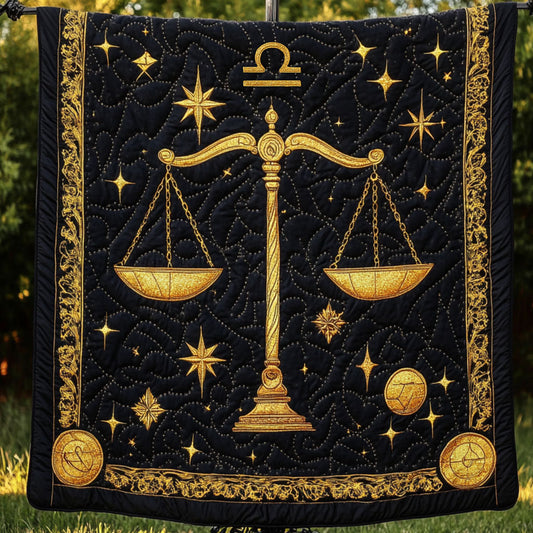 Golden Libra Scales Quilted Blanket NCU0NT5826