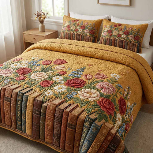 Golden Library 3-Piece Quilted Bedding Set NCU0XD2614