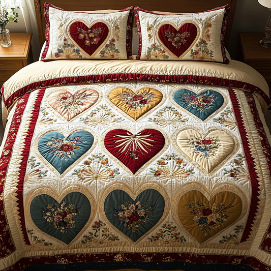 Golden Love 3-Piece Quilted Bedding Set NCU0VH3018