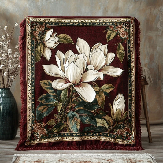 Golden Magnolia Dreams Woven Sofa Blanket NCU0PT5090