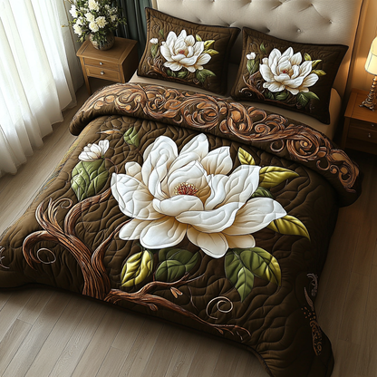 Golden Magnolia 3-Piece Quilted Bedding Set NCU0DV3628