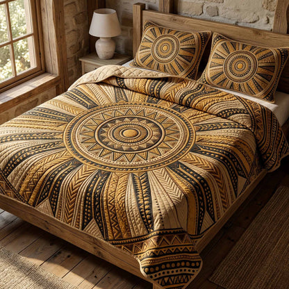 Golden Mandala 3-Piece Quilted Bedding Set NCU0XD2733