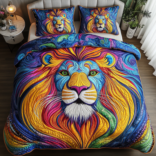 Golden Mane 3-Piece Quilted Bedding Set NCU0DK4375