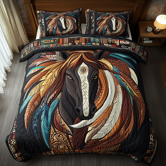 Golden Mane 3-Piece Quilted Bedding Set NCU0DK4731