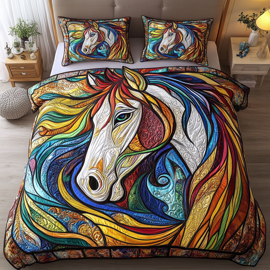 Golden Mane 3-Piece Quilted Bedding Set NCU0DK4872