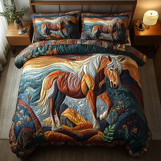 Golden Mane 3-Piece Quilted Bedding Set NCU0DK4880