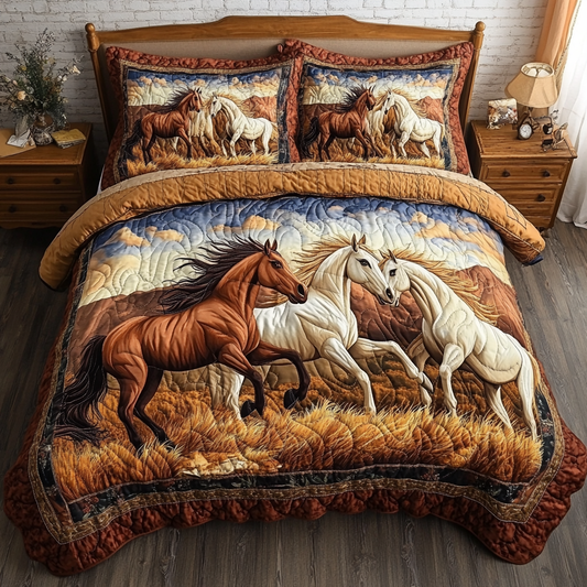 Golden Mane 3-Piece Quilted Bedding Set NCU0DK5224
