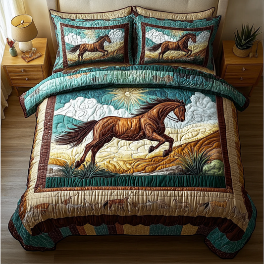 Golden Mane 3-Piece Quilted Bedding Set NCU0DK5339