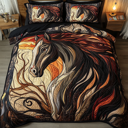 Golden Mane 3-Piece Quilted Bedding Set NCU0DK5380