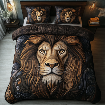 Golden Mane 3-Piece Quilted Bedding Set NCU0DK5434
