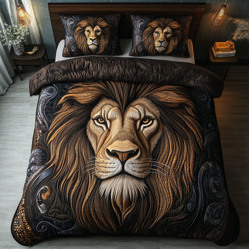 Golden Mane 3-Piece Quilted Bedding Set NCU0DK5434
