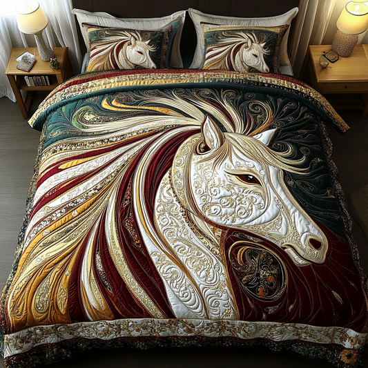 Golden Mane 3-Piece Quilted Bedding Set NCU0VH2853
