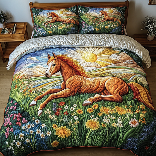 Golden Mane 3-Piece Quilted Bedding Set NCU0VH3803