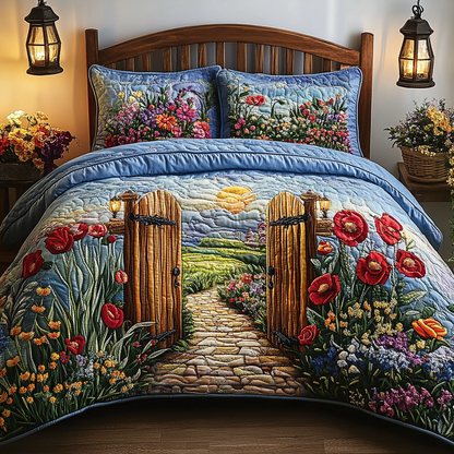 Golden Meadow 3-Piece Quilted Bedding Set NCU0VL2585