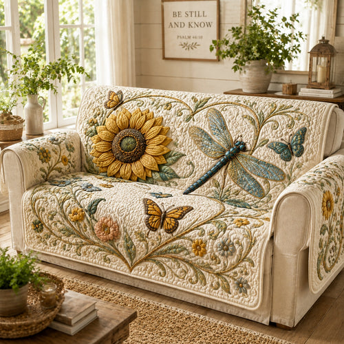Golden Meadow Flight Quilted Sofa Cover NCU0VL3817