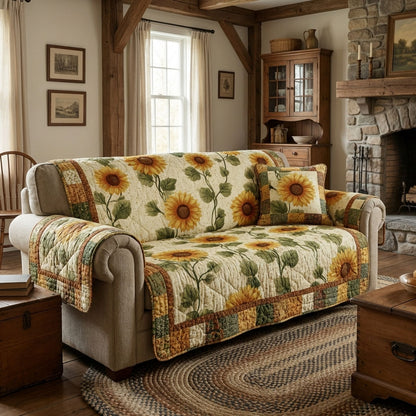 Golden Meadow Quilted Sofa Cover NCU0DK12228