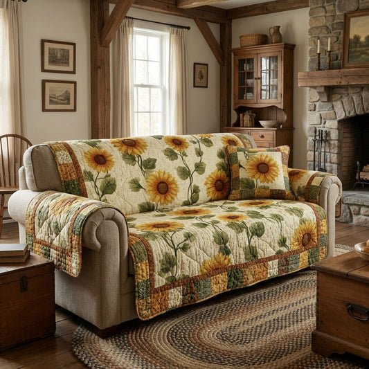 Golden Meadow Quilted Sofa Cover NCU0DK12228