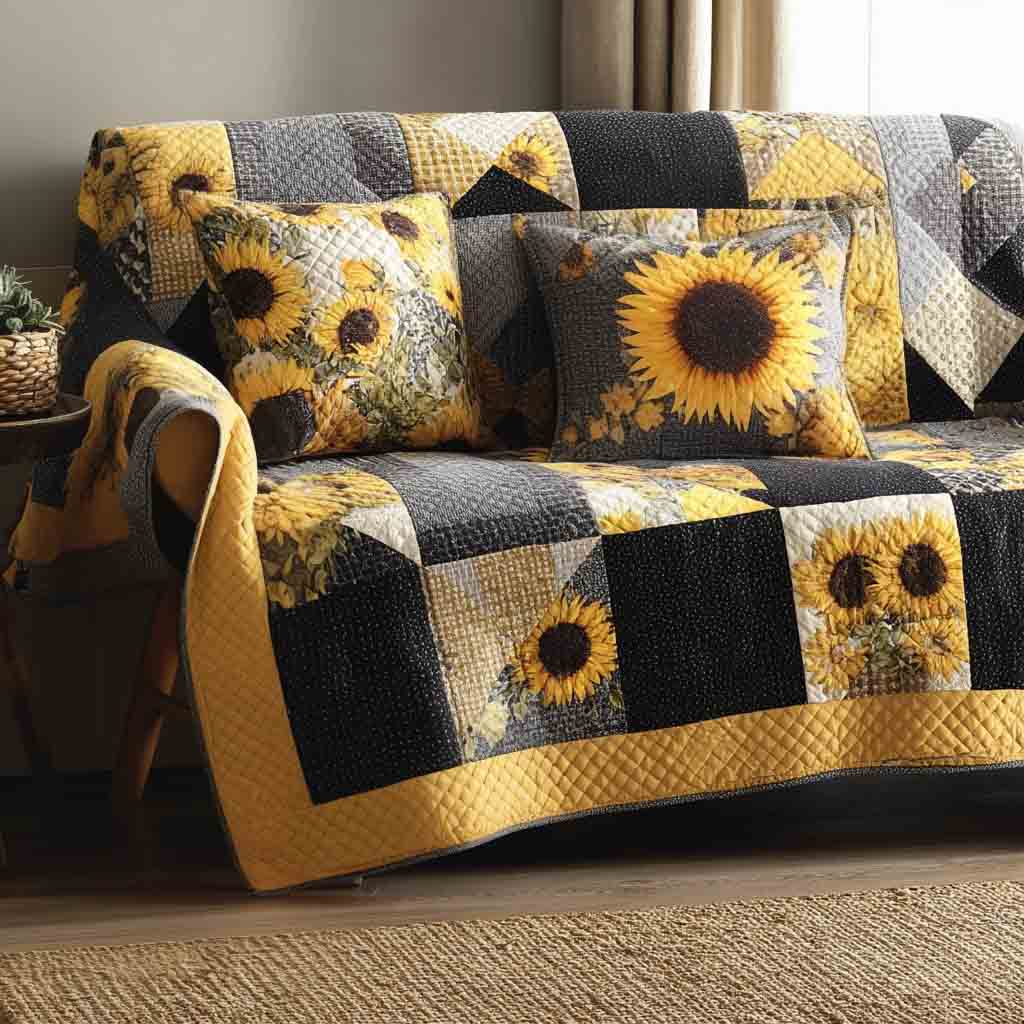 Golden Meadow Quilted Sofa Cover NCU0NT12240