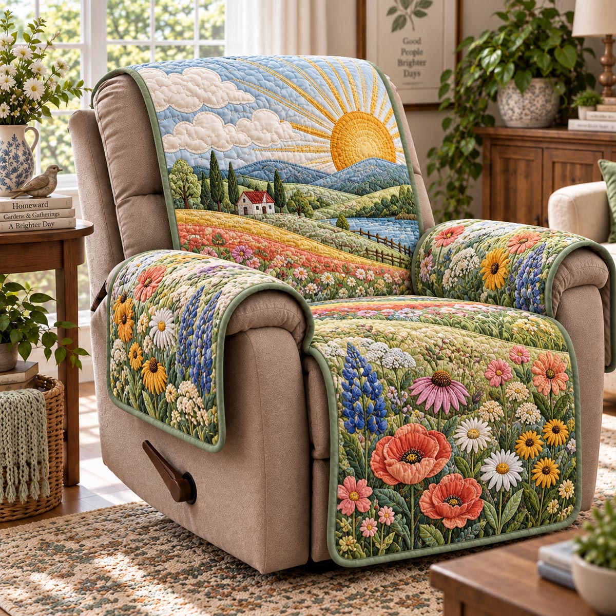 Golden Meadow Retreat Quilted Sofa Cover NCU0DV10309