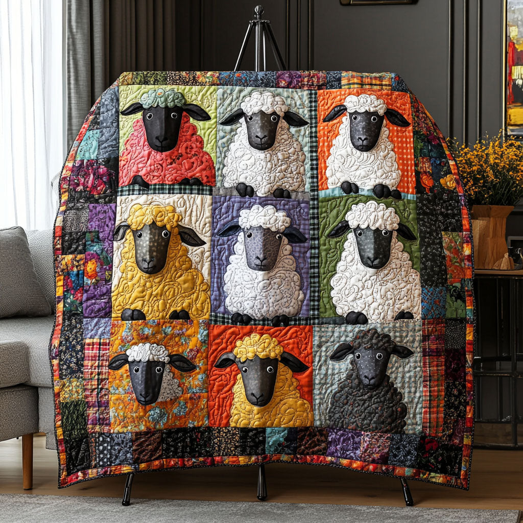 Golden Meadow Sheep Quilted Blanket NCU0PT4274