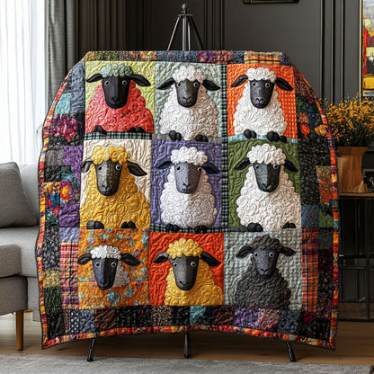 Golden Meadow Sheep Quilted Blanket NCU0PT4274