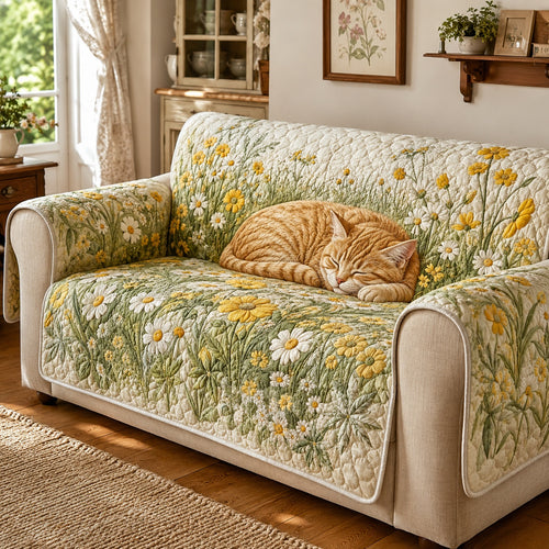 Golden Meadow Slumber Quilted Sofa Cover NCU0VL3895
