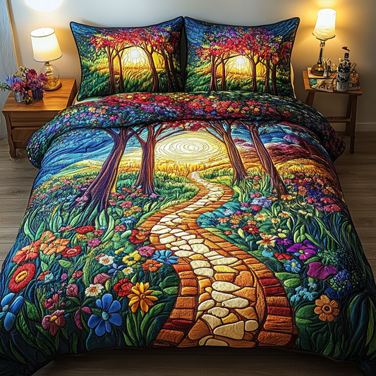 Golden Meadow Trail 3-Piece Quilted Bedding Set NCU0VL1302
