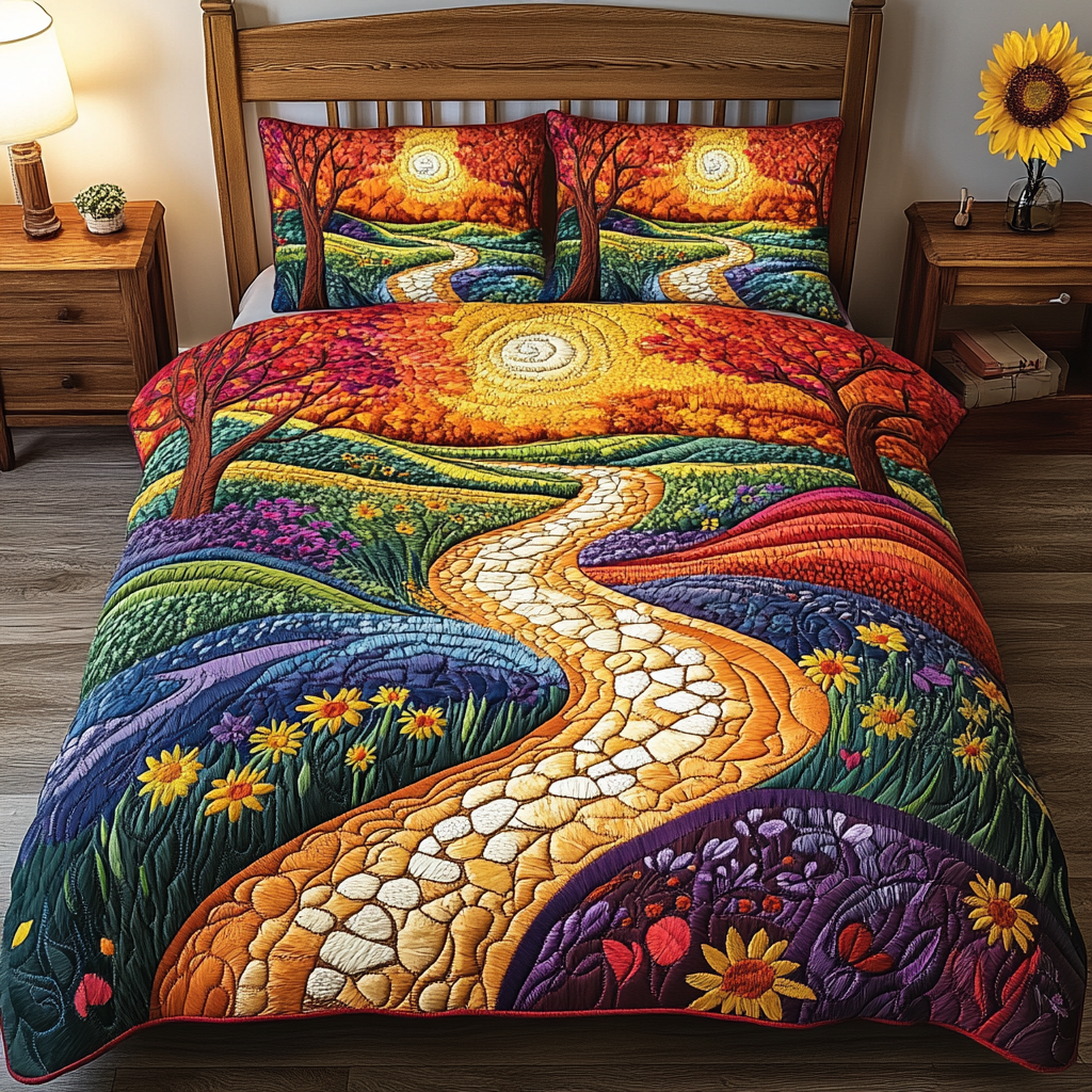 Golden Meadows 3-Piece Quilted Bedding Set NCU0VL1544