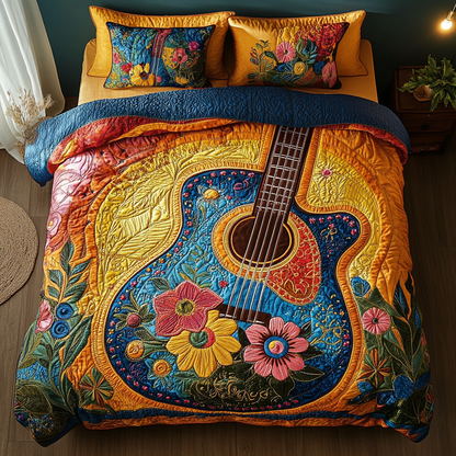 Golden Melody 3-Piece Quilted Bedding Set NCU0VL1240