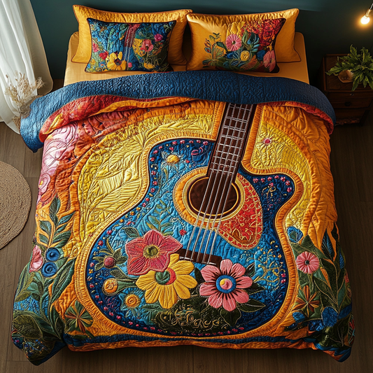 Golden Melody 3-Piece Quilted Bedding Set NCU0VL1240