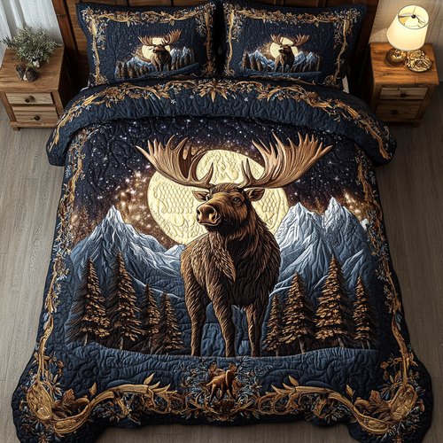 Golden Moose 3-Piece Quilted Bedding Set NCU0DK9750