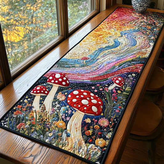 Golden Mushroom Quilted Table Runner NCU0DK7486