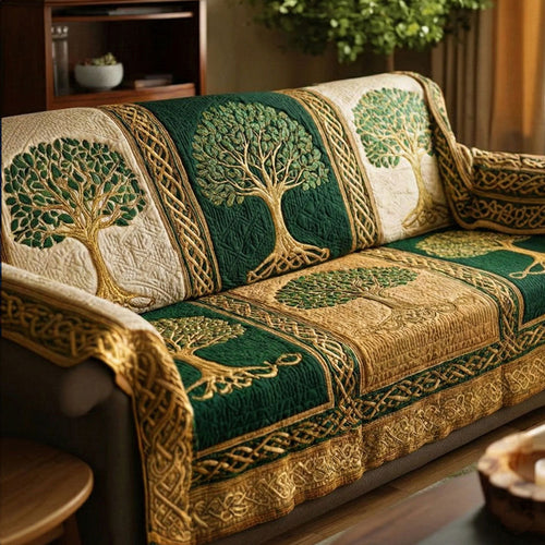 Golden Nature Roots Quilted Sofa Cover NCU0NT12059