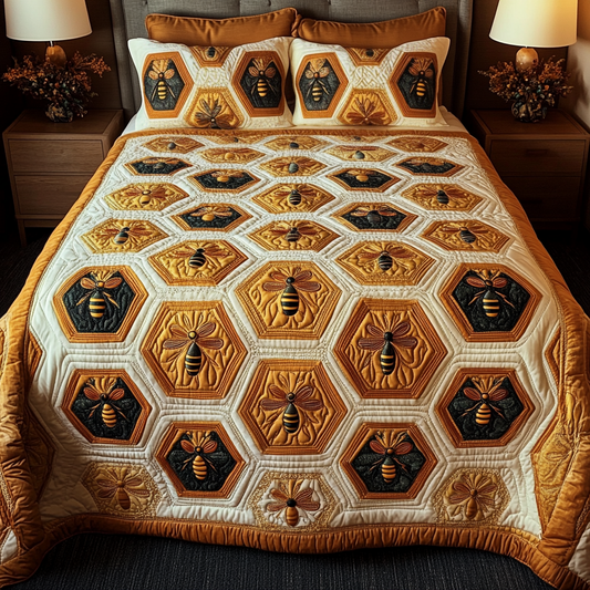 Golden Nectar 3-Piece Quilted Bedding Set NCU0VH1660