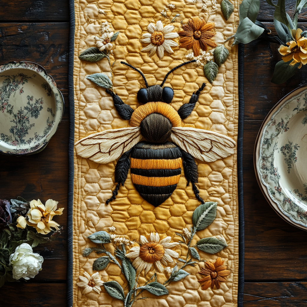 Nectar Table Golden Nectar Quilted Table Runner NCU0DV6001 – Vantique