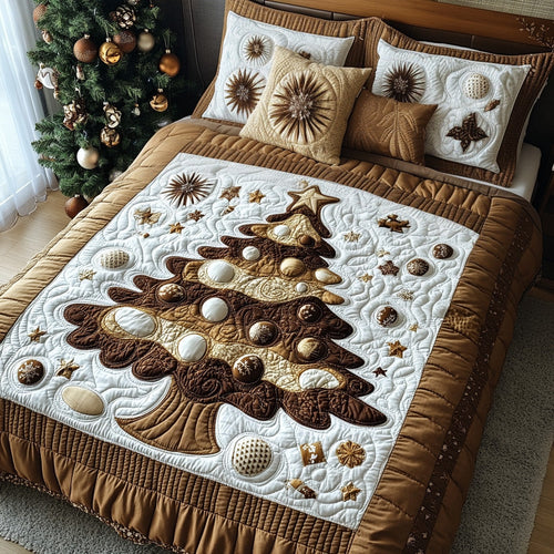 Golden Noel 3-Piece Quilted Bedding Set NCU0DV7689