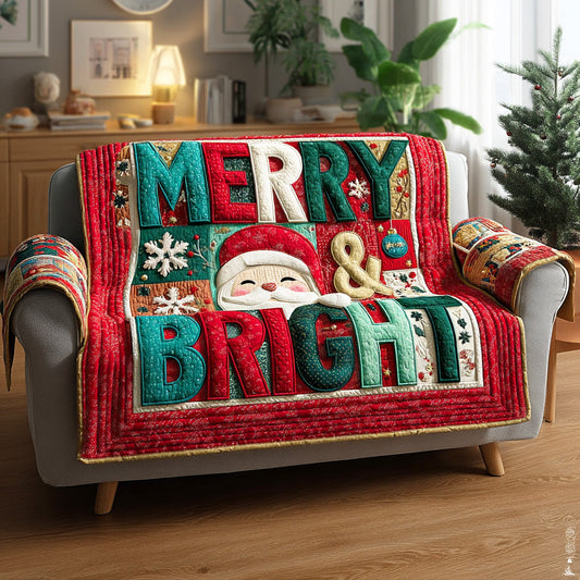 Golden Noel Charm Quilted Sofa Cover NCU0TD1386