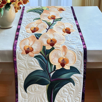 Golden Orchids Quilted Table Runner NCU0NT4632